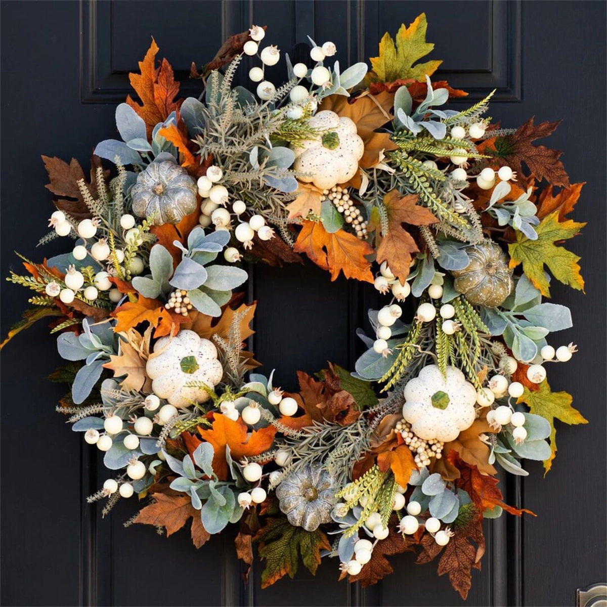 Decorative Wreath! Pumpkin Wreathfall Pumpkin Wreath Fall Year Round Wreath for Front Door Artificial Fall Wreath Fall Front Door Wreath Family Farmhouse Decor and Thanksgiving Wreath