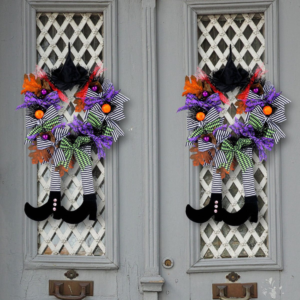 Hotyverty Halloween Wreath for Front Door, 13.77 Inch, Skull With Black Bow Wreath Halloween Decorations For Covered Outdoor Door & Farmhouse Gothic Home Ornament