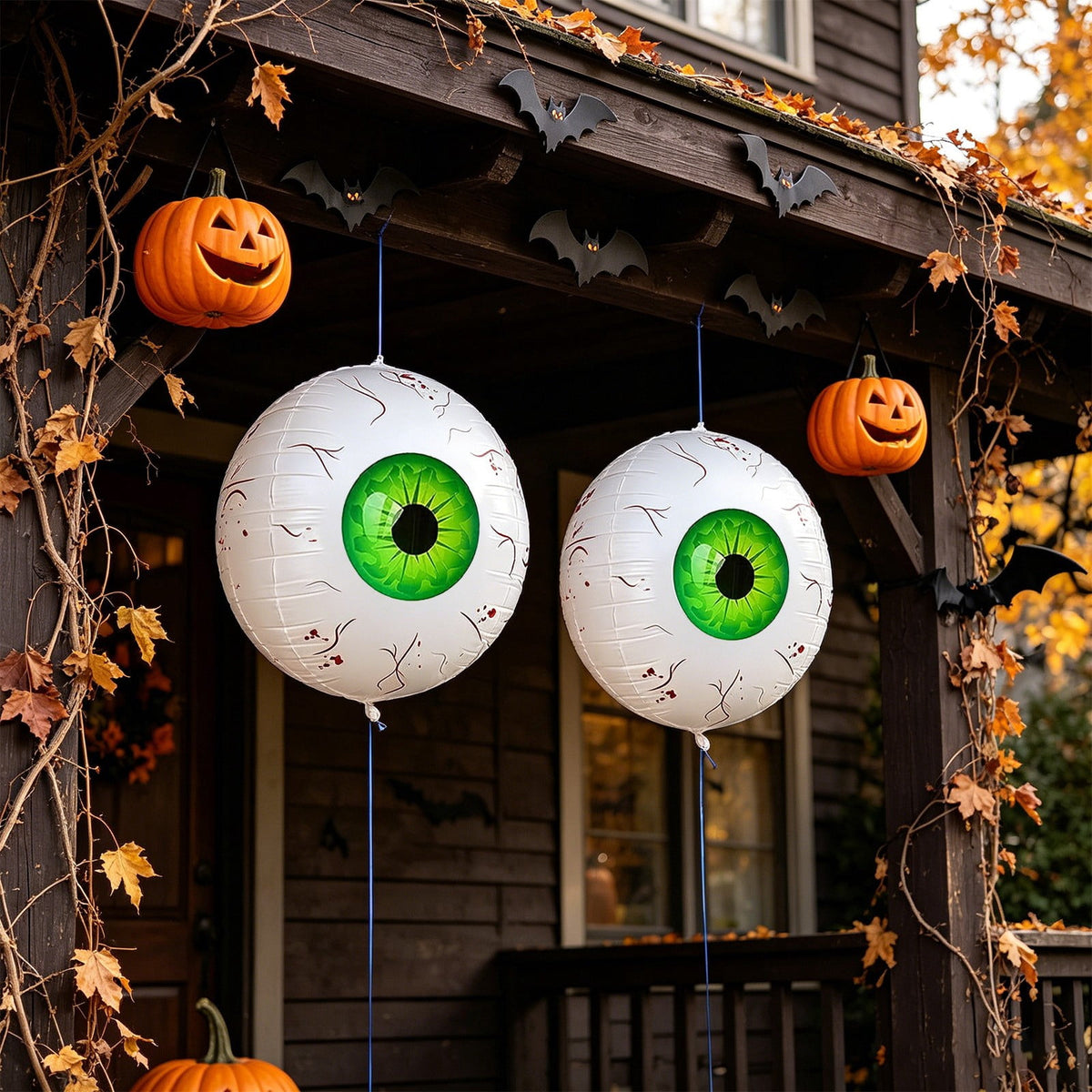 Halloween Decoration Outdoor Clearance Under $5.00!2PCS Halloween Inflatable Eyeball Decorations Bloodshot Eyeball Balloons Set Hanging Horror Eye Ornaments For Halloween Yard Window Party Decor