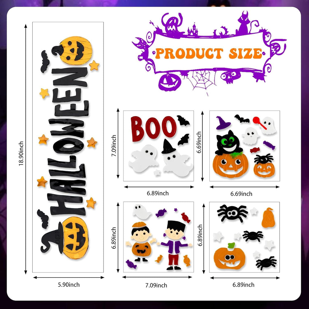 5 Pcs Halloween Window Clings Gel Reusable Static Halloween Window Decorations for Office, Classroom, Fridge, Halloween Window Stickers, Vibrant Halloween Decor (Witch)