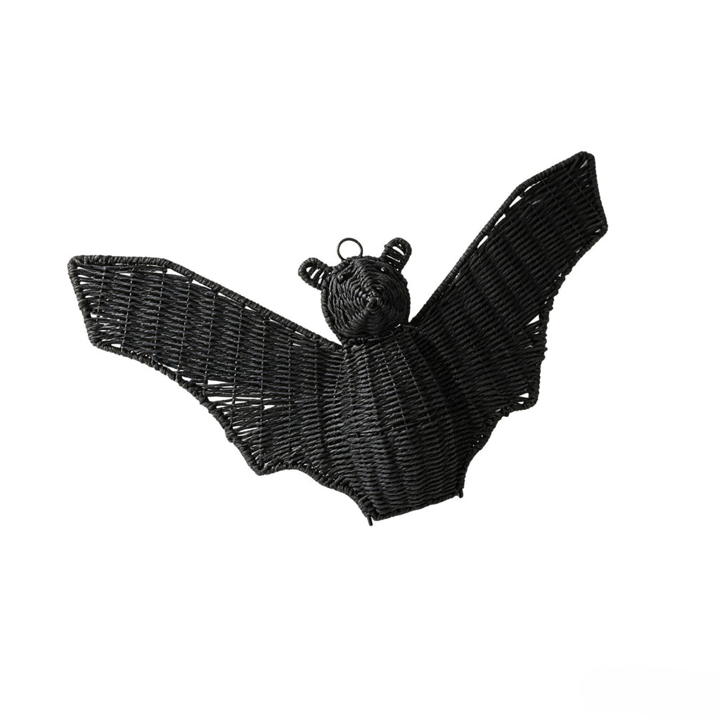 Black Rattan Wall Decoration, Halloween Wicker Bat Art, Indoor and Outdoor Festive Decor, Durable Plastic Material