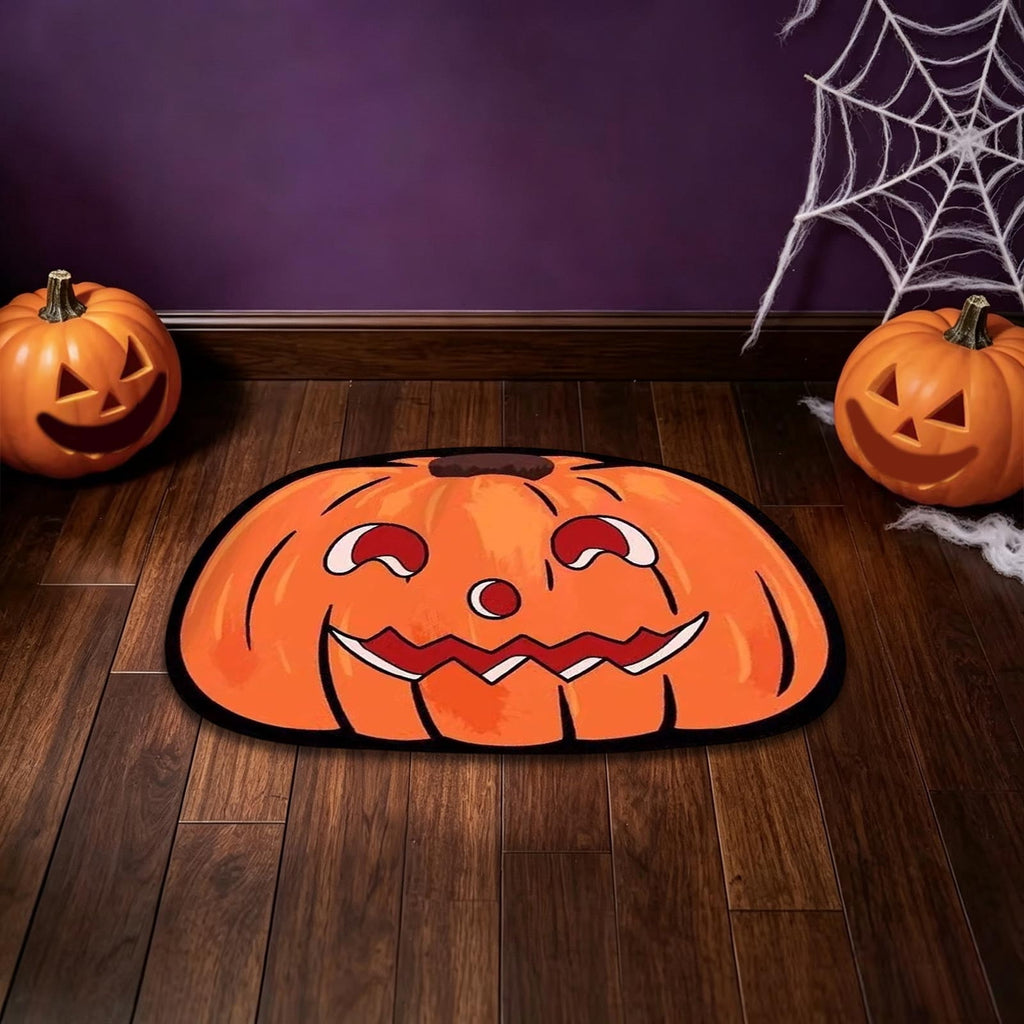 Halloween Door Mat Pumpkin Shaped Non-Absorbent Skidproof Mat 15.75x23.62in Polyester Skidproof & Weather Resistant for Front Door Porch Indoor Outdoor Halloween Door Mat by MPOISVA