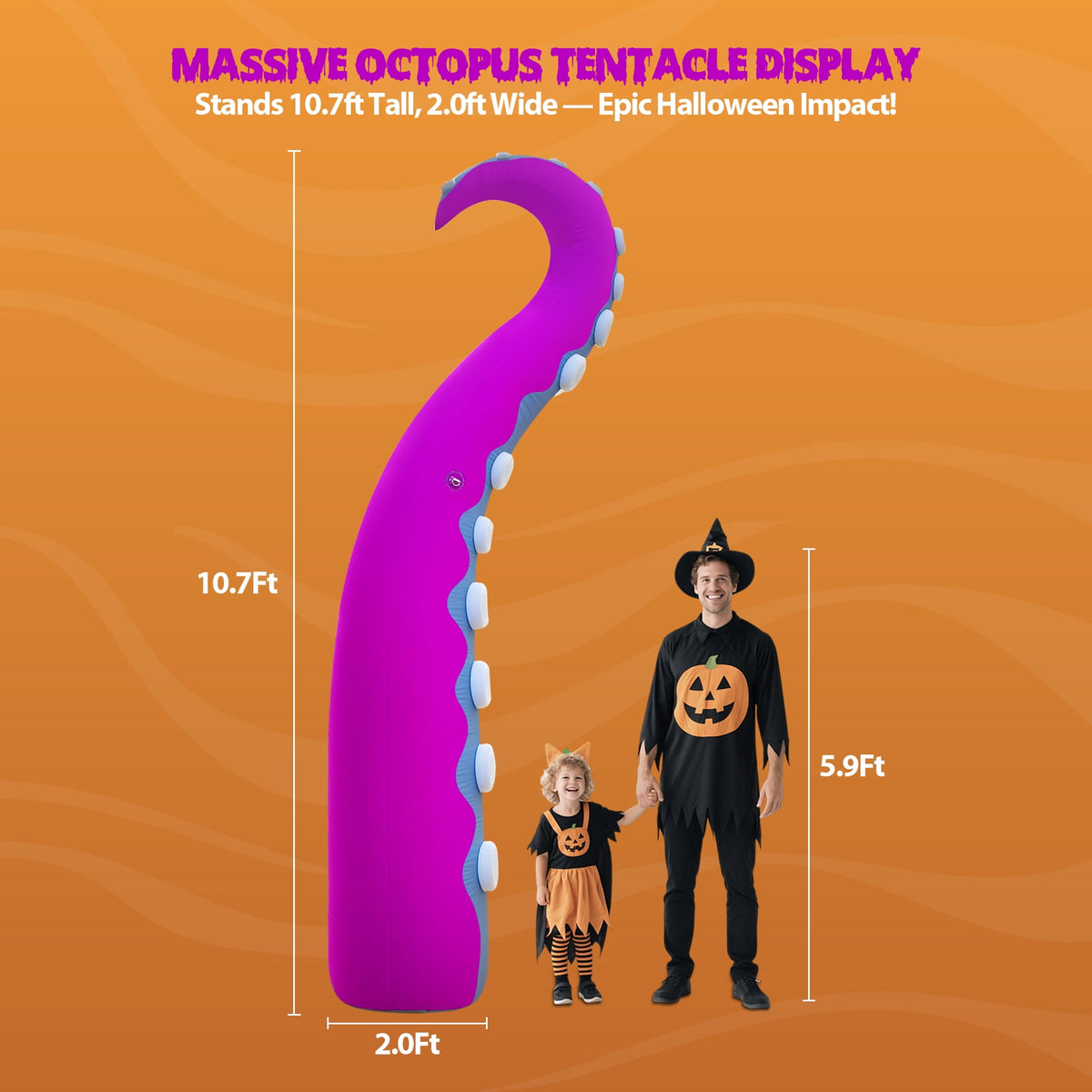 Wellcomer 10x8ft Inflatable Tentacles with Color-changing LED & Built-in Blower - Halloween Outdoor Decor (1 Pc)
