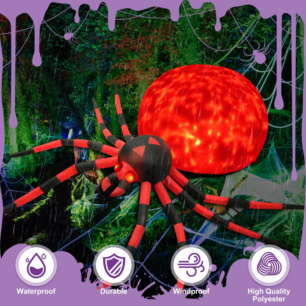 Yexmas 8FT Halloween Inflatables Outdoor Decorations Giant Spider Decorations with LED Lights and Air Pump Blow up Inflatable Green