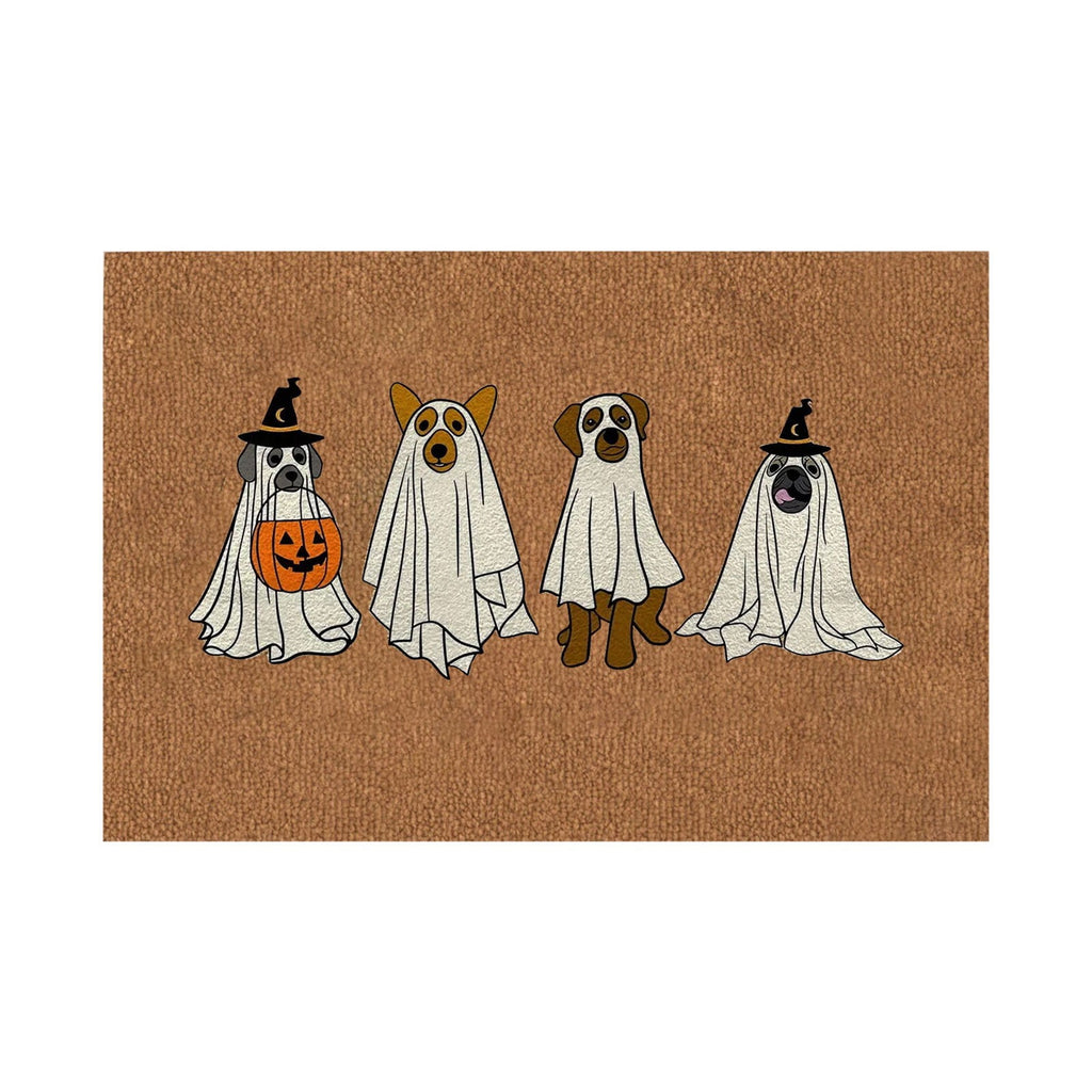 Olilia Halloween Ghost Dog Rug Dog Doormat, Gift for Dog Lovers, Housewarming Gift, Printed Polyester Doormat for Indoor and Outdoor Entryway Floors, Size 15.7x23.6 Inch.