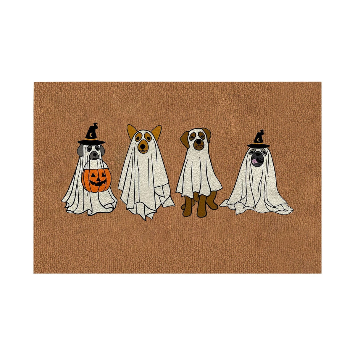 Olilia Halloween Ghost Dog Rug Dog Doormat, Gift for Dog Lovers, Housewarming Gift, Printed Polyester Doormat for Indoor and Outdoor Entryway Floors, Size 15.7x23.6 Inch.