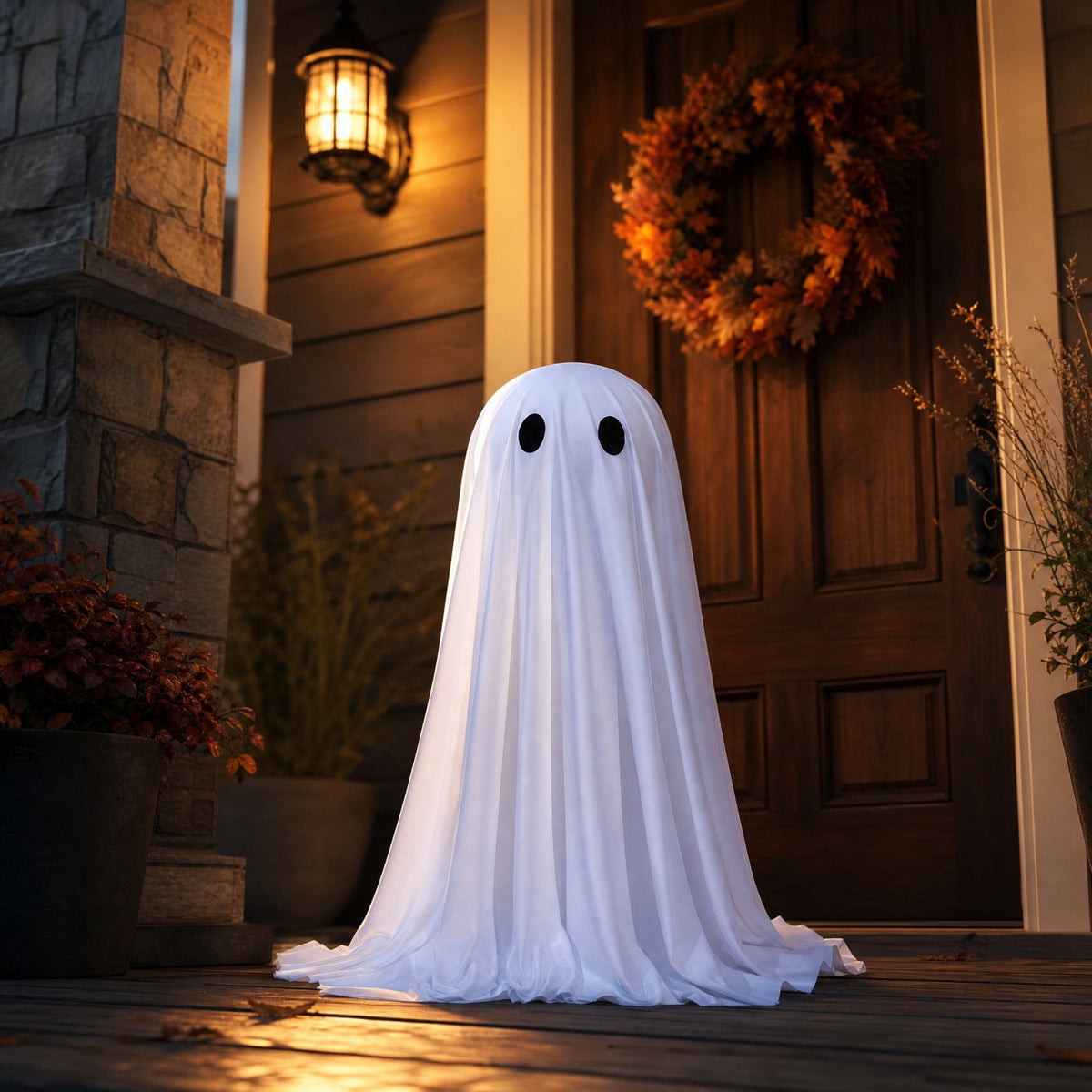 Aurorax Early Halloween Decorations Outdoor,Ghost Halloween Decoration 2 ft Realistic Waterproof Ghost Decor for Front Porch Yards Gardens Lawn Black