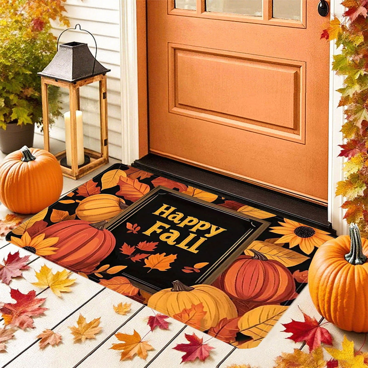 Non-Slip Fall Doormat - Absorbent Entrance Rug Waterproof Porch Mat Skid-Resistant Floor Protector Seasonal Home Decor Gift Idea(A)