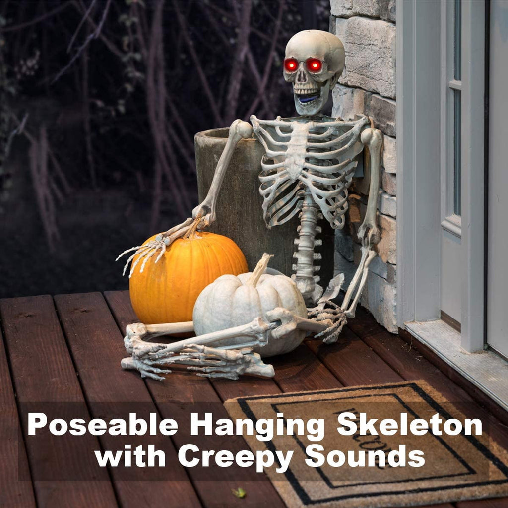 Gamexcel Scary Props Decoration, with Bag, Halloween Skeleton Bones Skull, Life Size, for Graveyard Scene Haunted Houses, 35 Pieces