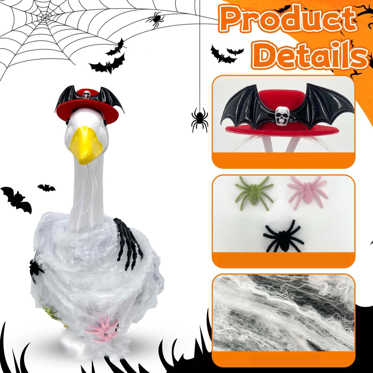 Halloween Garden Porch Decor, Porch Goose Outfits Halloween, 23 Inch Porch Goose Outfits, Witch Dress and Hat Set, Fits 23X11X26 Inch Standing Plush Goose for Front Porch Lawn