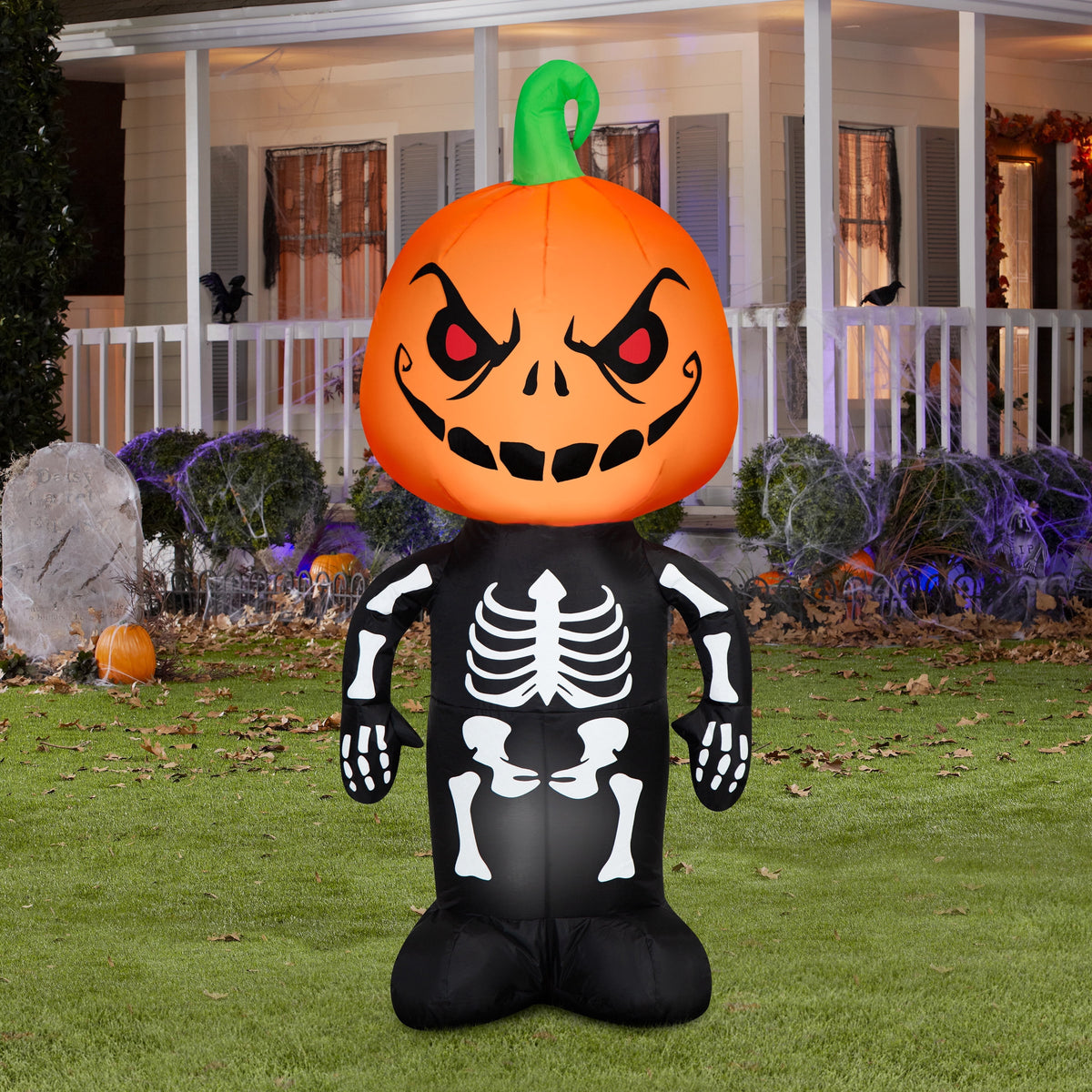 Pumpkin Skeleton Airblown Yard Inflatable, Multicolor, 4', Halloween by Way To Celebrate