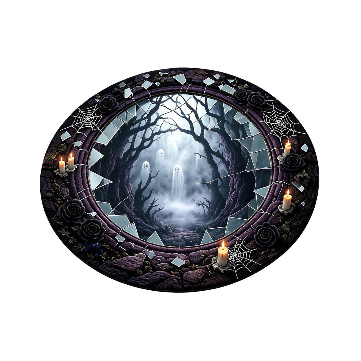 Win s Way 3D Illusion Round Halloween Rug Optical Illusion Doormat Non- Washable Entryway Decor Spooky Fall Front Door Mat for Party Decoration Available in 15.8/23.6/31.5 Inch