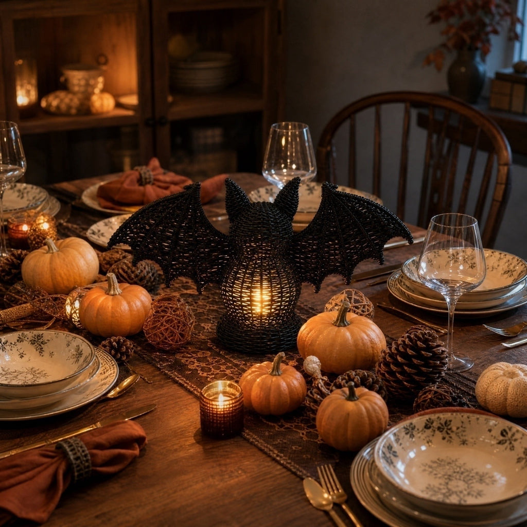 THOPBPRK 2026 Black Halloween Woven Pumpkin Jack-O'-Lantern, Halloween Decorations Pumpkin, USE LED Candle, Rattan Fall Halloween Decor for Home, 1Pack 11.8 Inch A