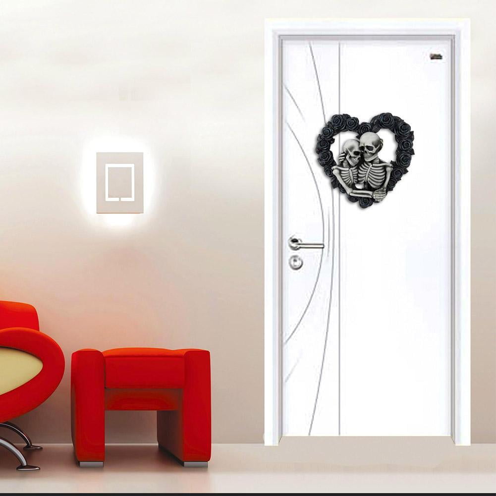 Heart-shaped Skeleton Wreath Thanksgiving Halloween Decoration Craft Door Q6A5