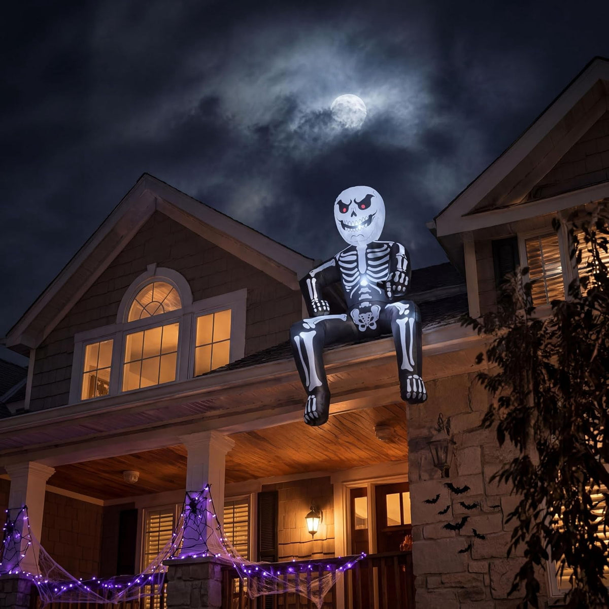 Joyfy 4.5 FT Halloween Inflatable Decorations Outdoor Scary Flying Ghost Broke Out from Window with Built-in LED Blow Up Inflatable for Window Decoration Yard Garden Lawn Decor