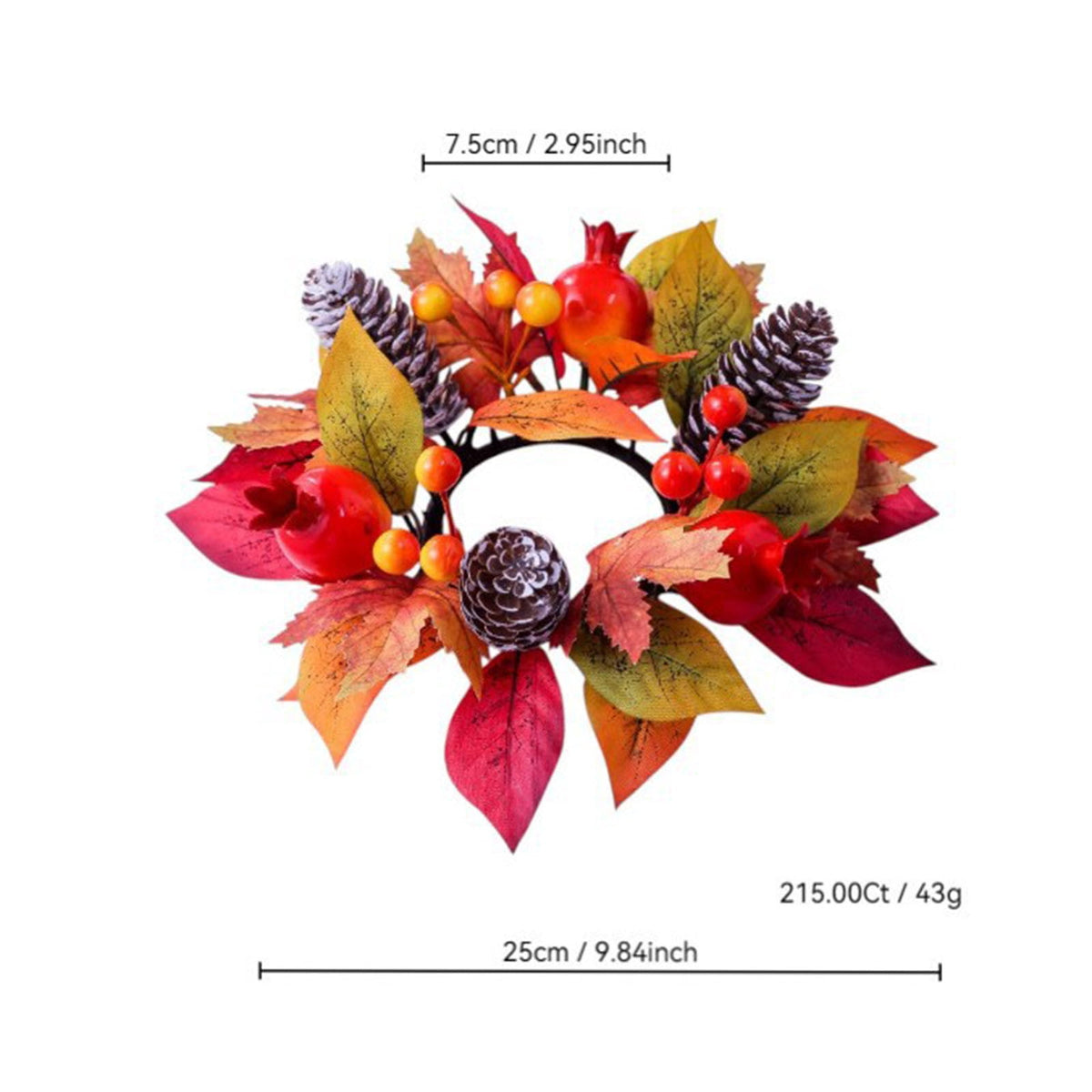 Small Fall Gradient Wreath for Front Door, Multicolor Artificial Autumn Wreaths Thanksgiving Decor for Home, Fall Halloween Decorations, Outdoor Indoor Farmhouse Wall Decor Year Round, E