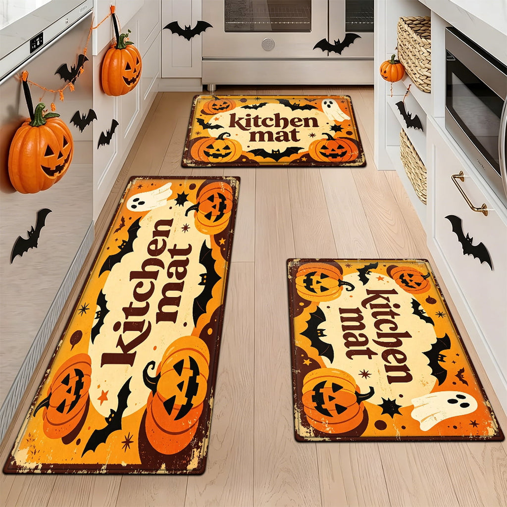 YIMEIS Halloween Orange Pumpkin Lantern Soft Non-slip 1Pc Flannel Mat and Kitchen Rugs,16''x24'',for Bathroom Entryway Bedroom