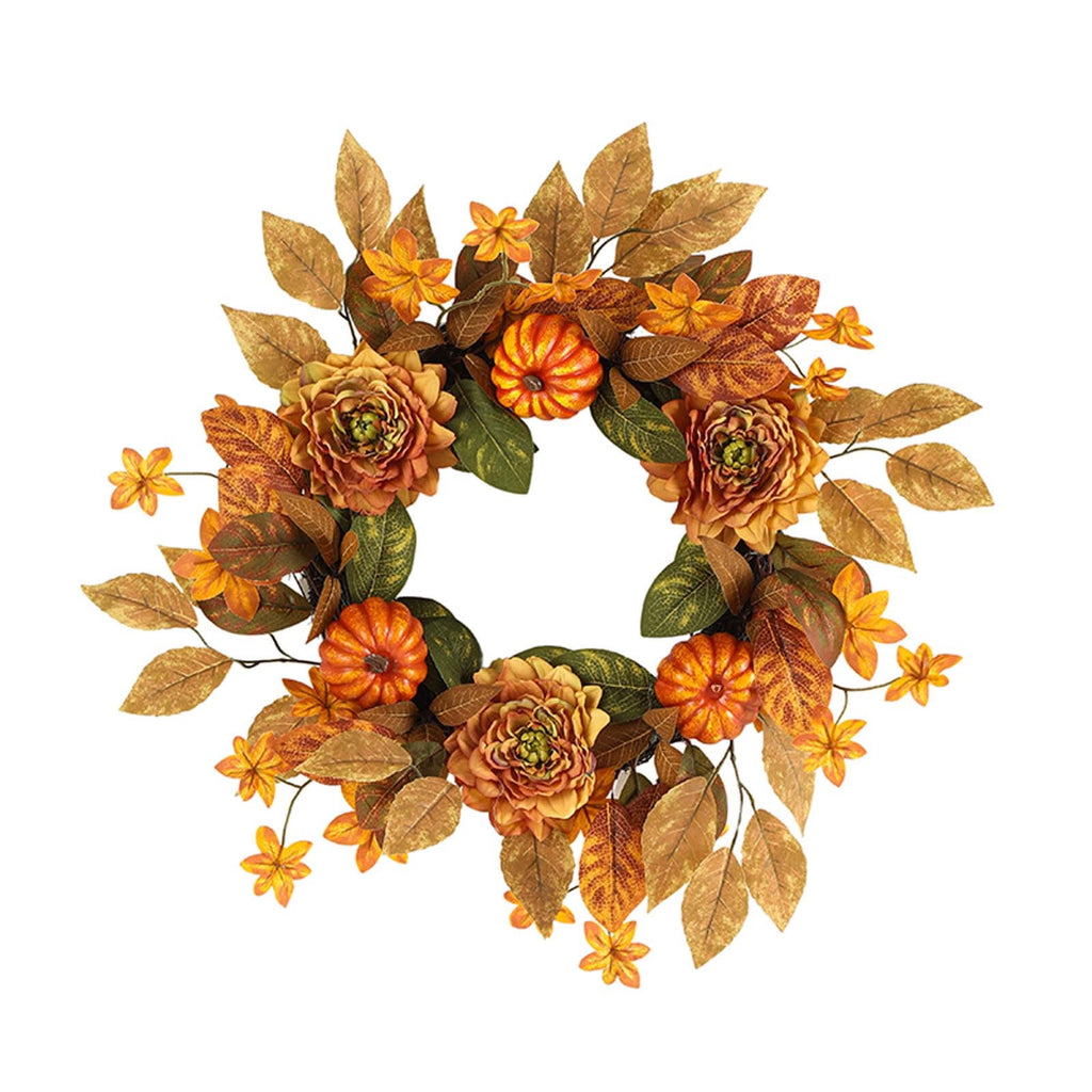 YIKA Halloween Decoration Fall Peony And Pumpkin Wreath Colorful Decorative Garland Home Decoration And Ornaments Suitable For Decoration In Multiple Scenarios F3Halloween Yard Decor