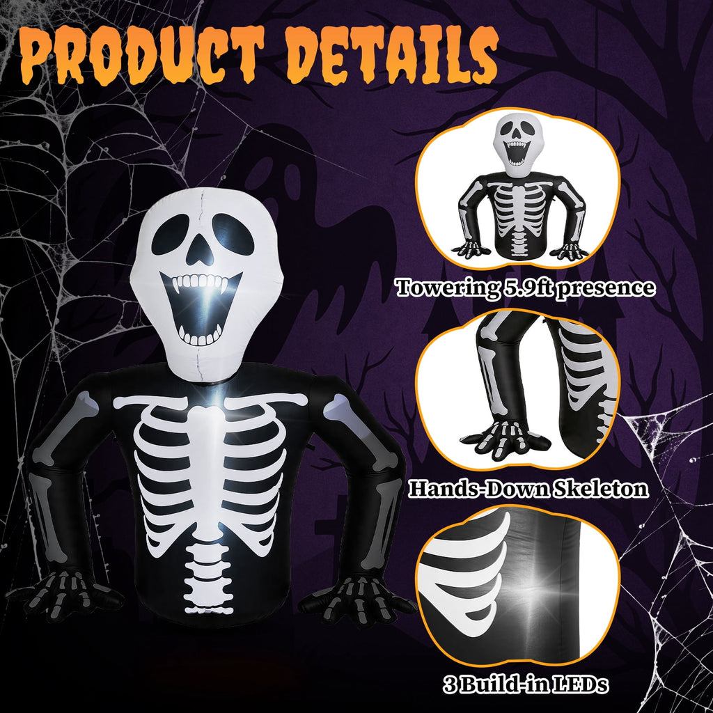 Ktaxon 6' Halloween Inflatables Skeleton Outdoor Halloween Decoration Emerging Large Skeleton