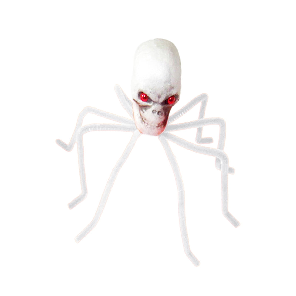 Halloween Skull Head Spider Decoration 11.81inch Creepy Skeleton Spider Decoration with Crossed Bones ABS Plastic Indoor Outdoor Party Layout Supply for Spooky Scene Decor