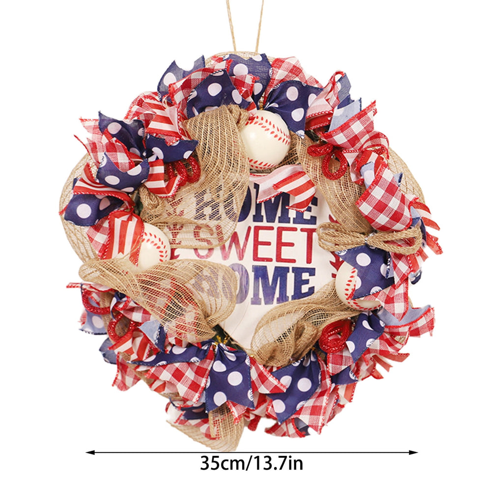 AZXY 20 Inch 4th of July Patriotic Wreath, Red White Blue Mesh Wreath with American Flag Star & Stripe Ribbons, Patriotic Americana Decor for Independence Day Memorial Day Front Door Indoor Outdoor