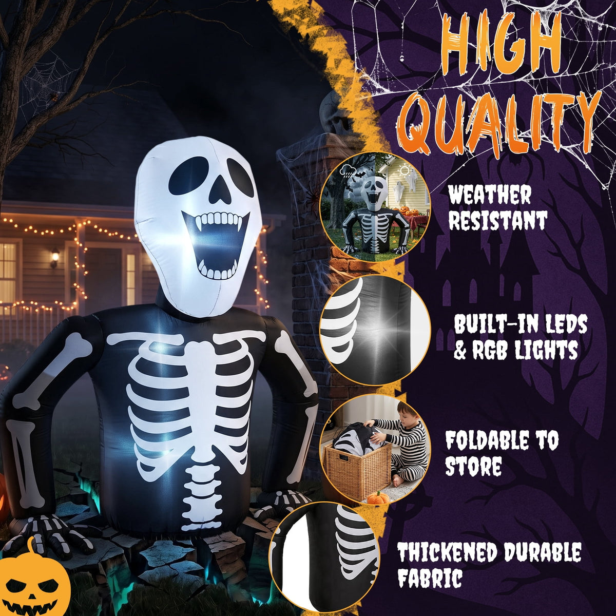 Ktaxon 6' Halloween Inflatables Skeleton Outdoor Halloween Decoration Emerging Large Skeleton