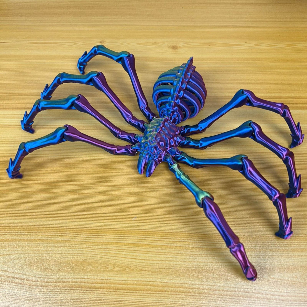 3D Printed Hell Skeleton Wolf Spider, Movable Contraction Spider Toy Ornament, Halloween Spider Decorations, Desktop 3D Printed Wolf Spider Toy for Halloween Decor
