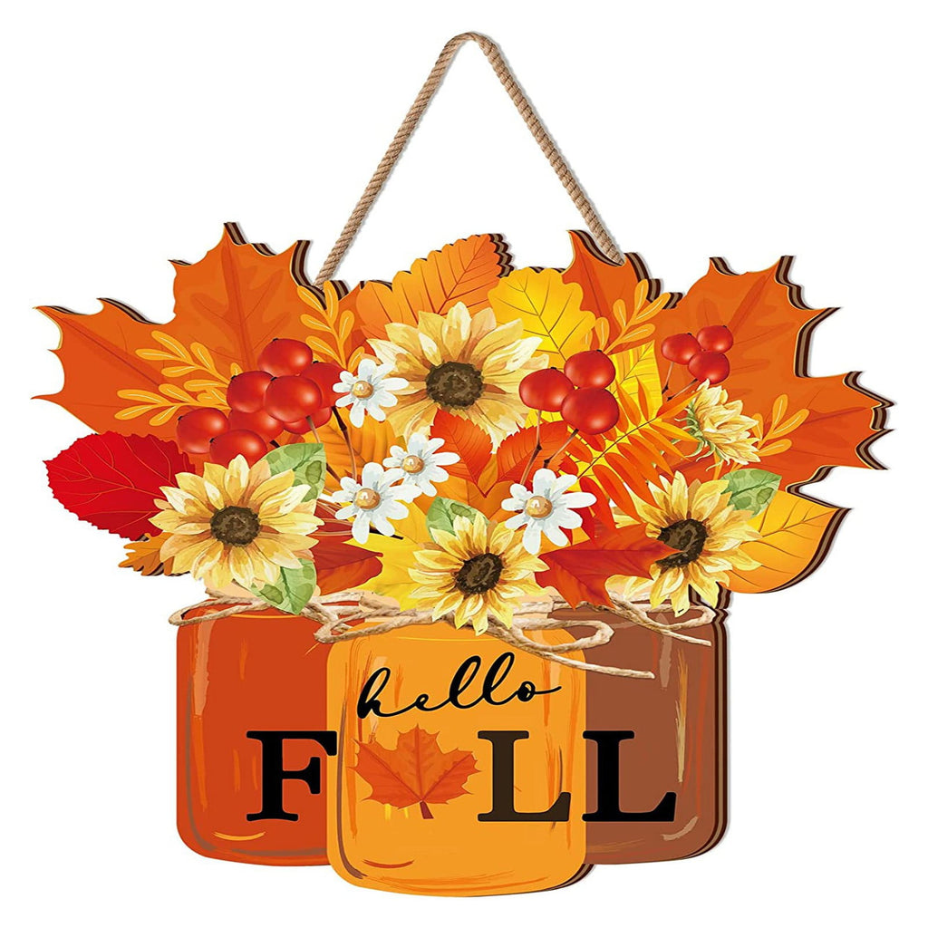 Ympuoqn Fall Wreath For Front Door Fall Leaf Pumpkin Wreath - Thanksgiving Halloween Home Outdoor Indoor Window Wall Fall Decorations,Maple Leaf Sunflower Decorated
