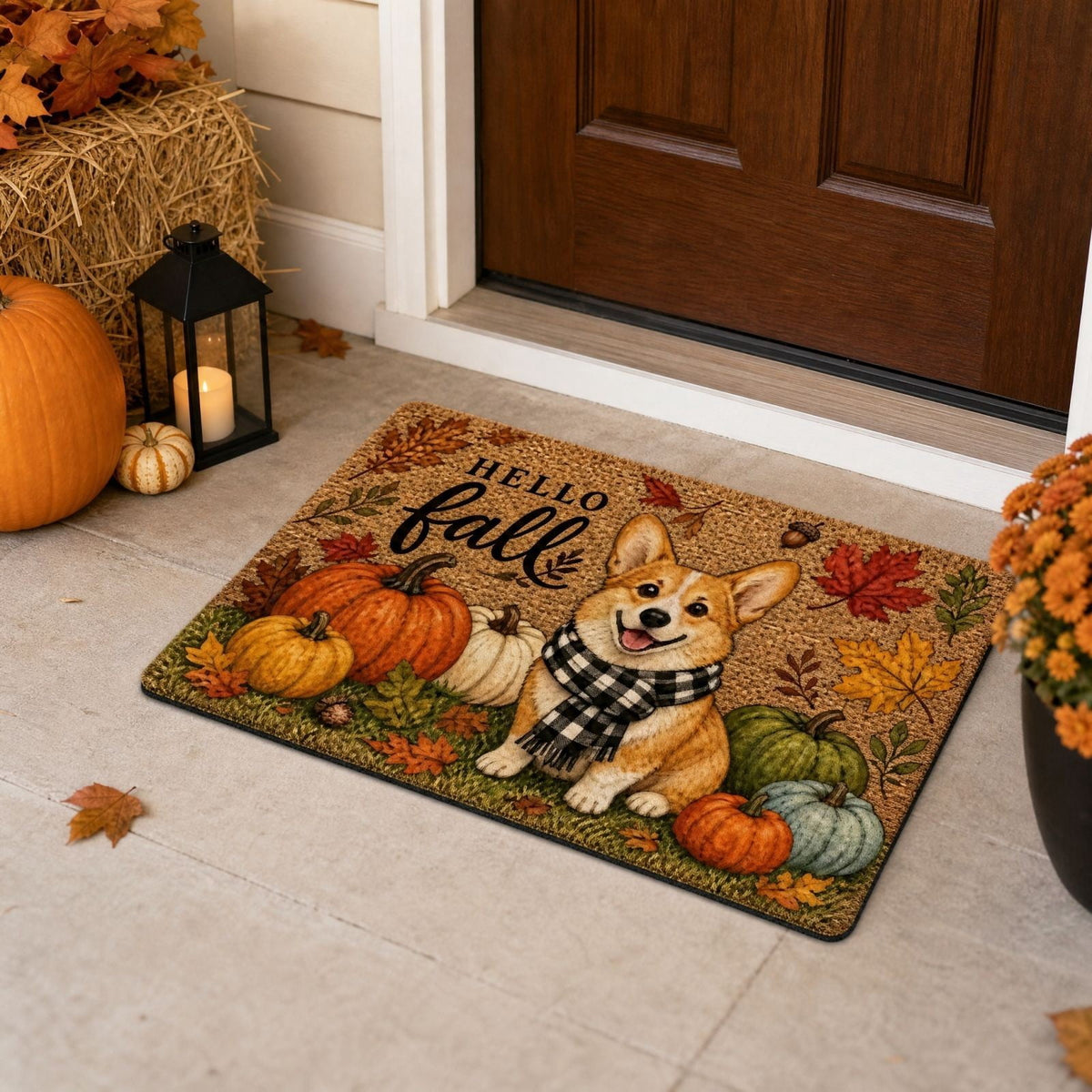 Autumn Door Mat for Entryway, 16x24 Inch, Fall-Themed Floor Doormat for Home Decor, Non-Slip Rug Mat for Living Room, Kitchen, Bedroom, Gifts for Fall Lovers (E)
