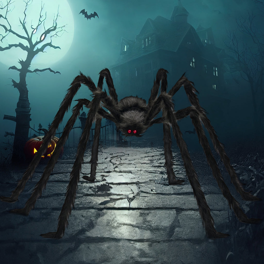 Joyfy 6 Packs Colorful Hairy Giant Spiders Halloween Decorations Outdoor,Multi-Size Outdoor Halloween Spider Decorations for Yard Lawn & Patio (30", 30", 20", 20", 12", 12")