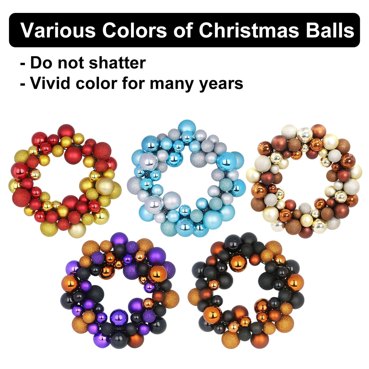 DUNCHATY Halloween Ball Garland Wreath, 14 Inch - Spooky Decor for Parties, Events, Gifts - Door Window Wall