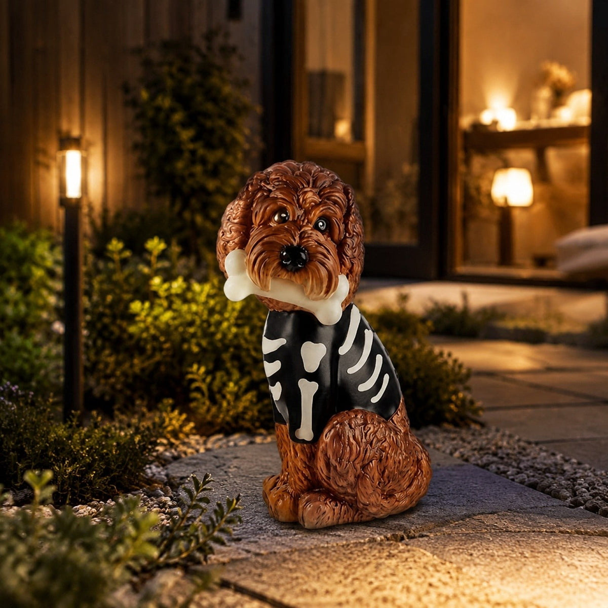 2026 New Halloween Light‑Up French Bulldog Figurine, Shark Outfit Dog Statue with Glowing Pumpkin, Waterproof Resin Table Holiday Decorations, Cute Spooky Halloween Decorations for Porch Yard Home