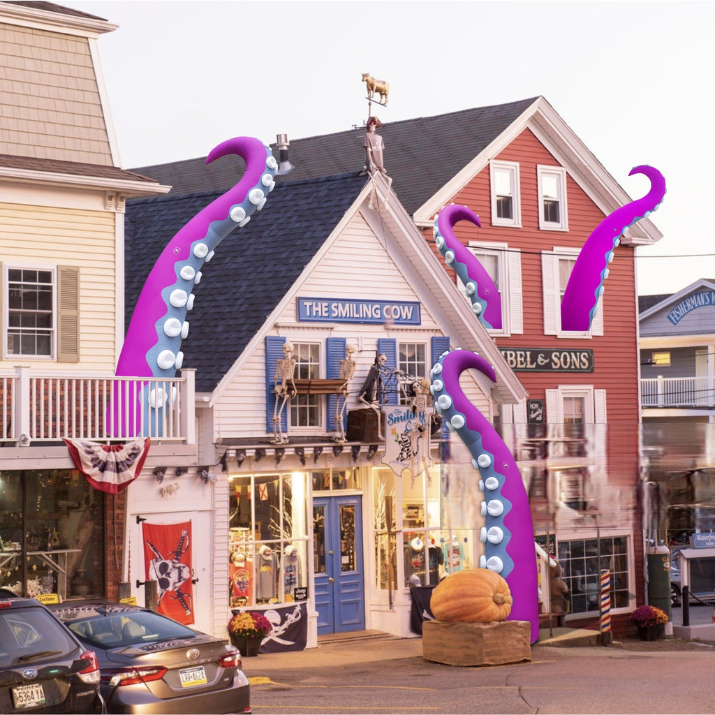 Wellcomer 10x8ft Inflatable Tentacles with Color-changing LED & Built-in Blower - Halloween Outdoor Decor (1 Pc)
