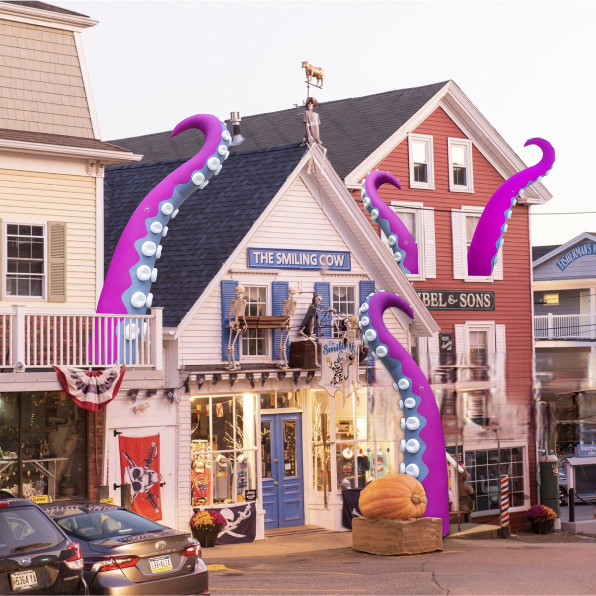 Wellcomer 10x8ft Inflatable Tentacles with Color-changing LED & Built-in Blower - Halloween Outdoor Decor (1 Pc)