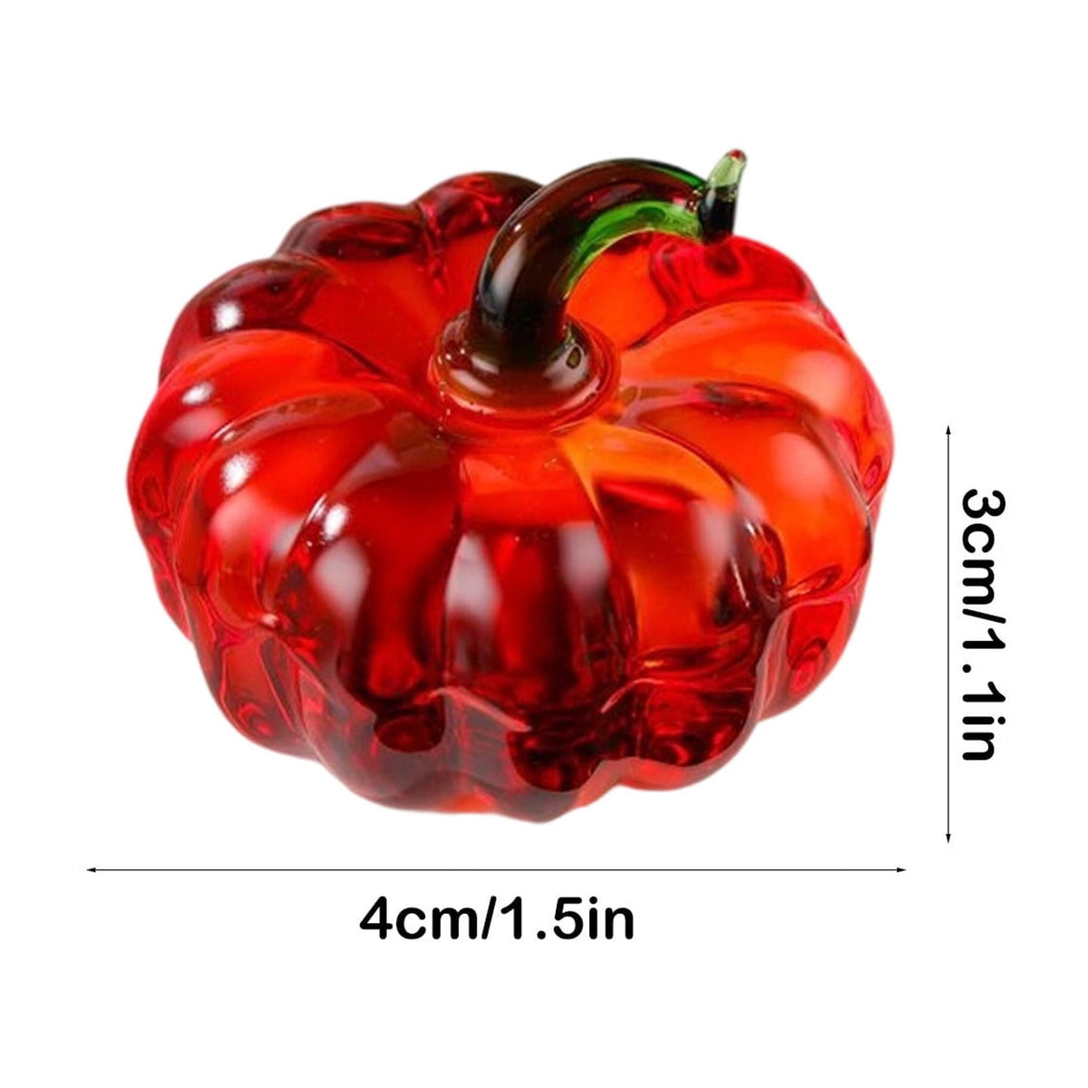 Fall Decor Mini Blue Hand Blown Glass Pumpkin Figurine Transparent Crystal Pumpkin with Green Stem Art Glass Fruit Tabletop Decor for Home Office Shelf Thanksgiving Halloween Gift