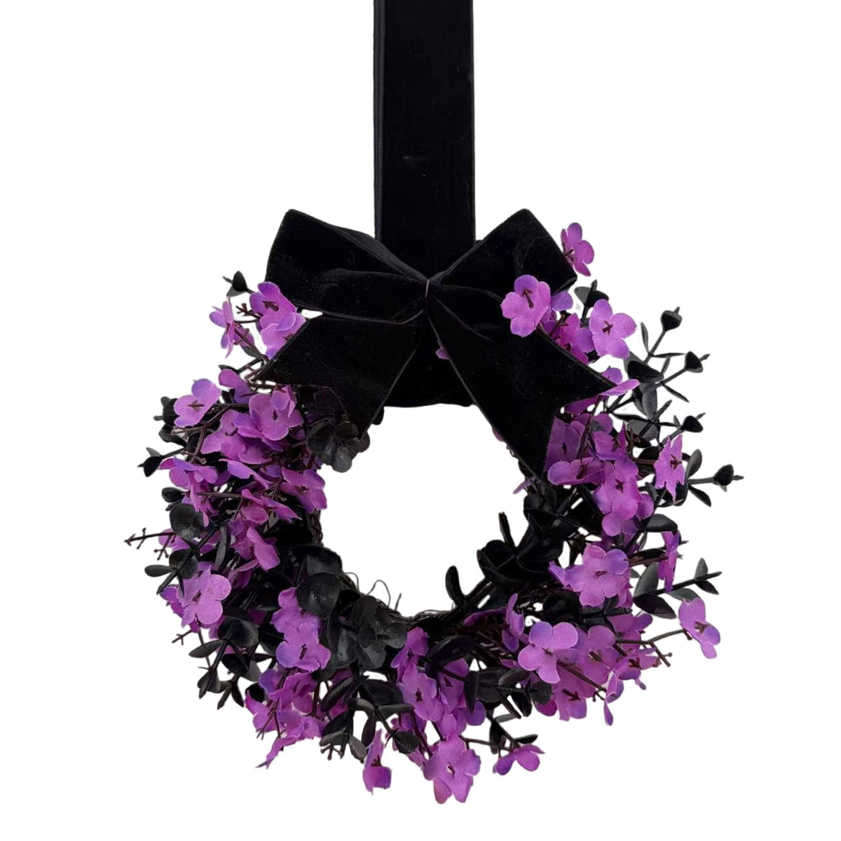 Halloween Star Shaped Bow Wreath for Window Door Display, Autumn Festival Artificial Wreath Decor