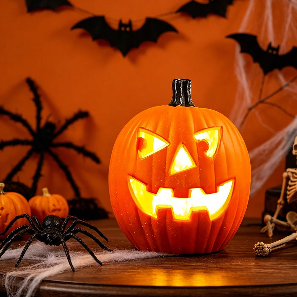 LEFXSMR Pumpkin Light, Glowing Large Plastic Pumpkin Decor with Led Lights, Waterproof Halloween Light for Yard Garden Outdoor Indoor Decor