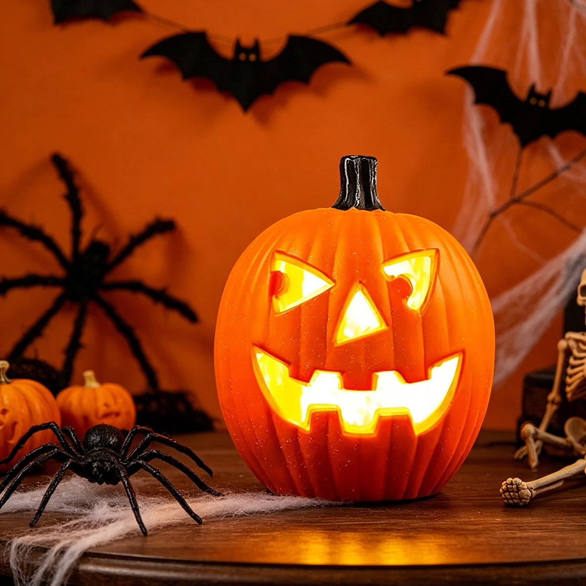 LEFXSMR Pumpkin Light, Glowing Large Plastic Pumpkin Decor with Led Lights, Waterproof Halloween Light for Yard Garden Outdoor Indoor Decor