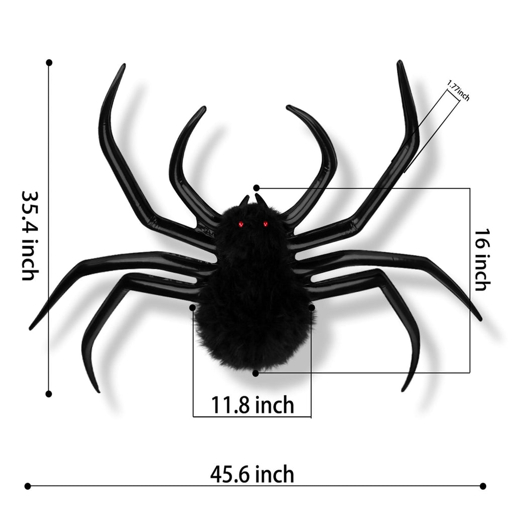 Halloween Inflatable Spider Halloween Outdoor Decorations Hairy Black Spider Scary Giant Spider Indoor Outdoor Blowup Spider Decoration Props For Halloween Yar