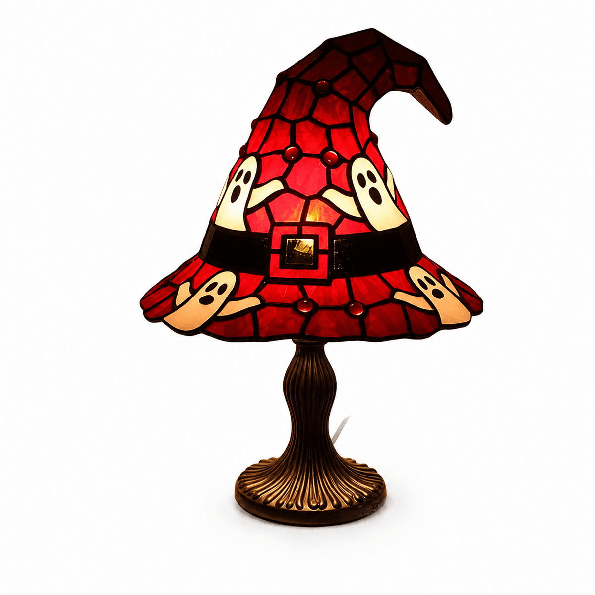 Diceymbol 11.81 Inch Halloween Ghost Night Light, Witch Hat Ghost Lamp with Jack O Lantern, Halloween Decorations Indoor for Table Mantel Party Decor