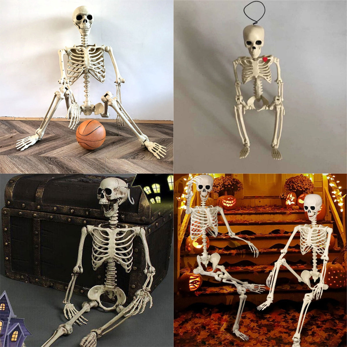 Poseable Halloween Skeleton with Flexible Joints, Sturdy Indoor/Outdoor Party Decor