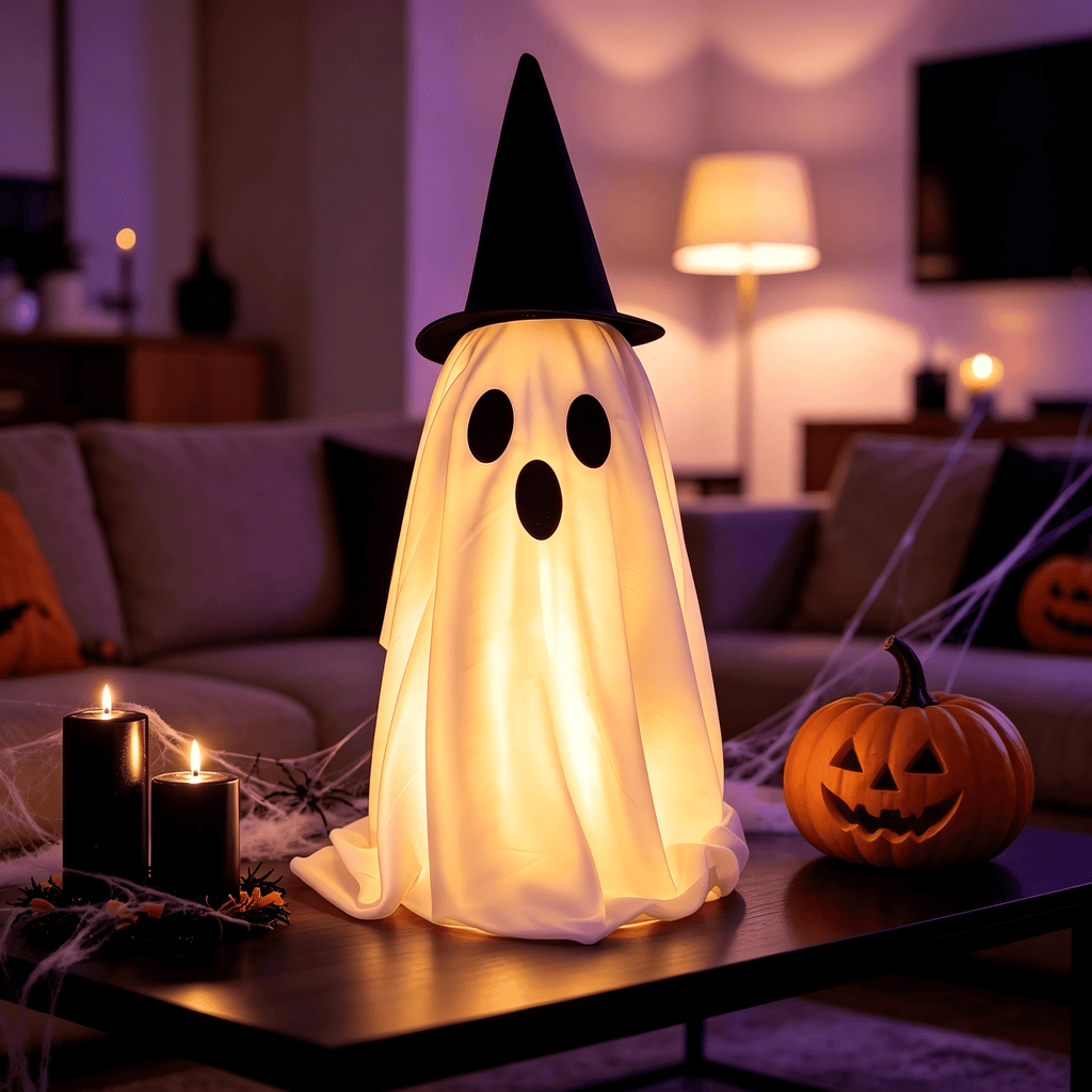Halloween Decorations Indoor Light Up Ghosts with Bow, Easy to Assemble Light Up Spooky Ghosts Decoration Halloween Party Decorations for Porch Yard Mantel Home