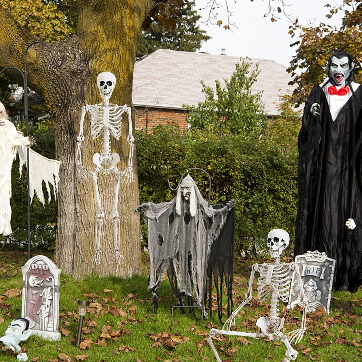 36" Posable Halloween Skeleton Decorations,Human Bones for Halloween Party with Movable Joints,for Haunted Houses, Front Lawn, Graveyard Props