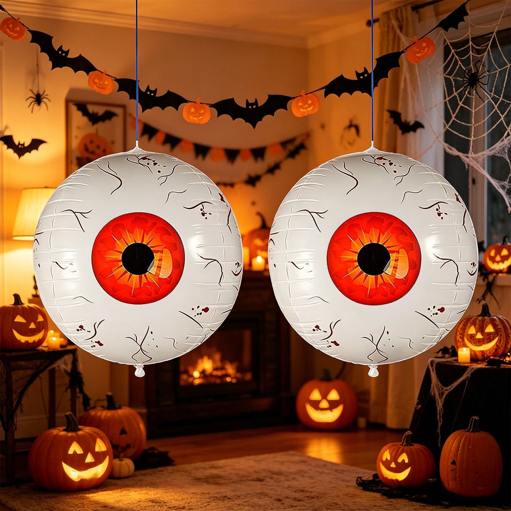 Halloween Decoration Outdoor Clearance Under $5.00!2PCS Halloween Inflatable Eyeball Decorations Bloodshot Eyeball Balloons Set Hanging Horror Eye Ornaments For Halloween Yard Window Party Decor