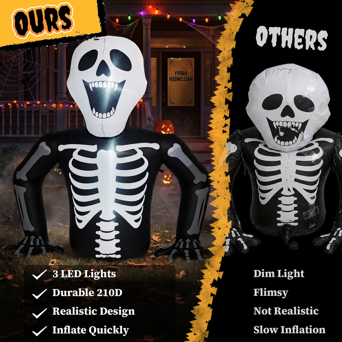 Ktaxon 6' Halloween Inflatables Skeleton Outdoor Halloween Decoration Emerging Large Skeleton