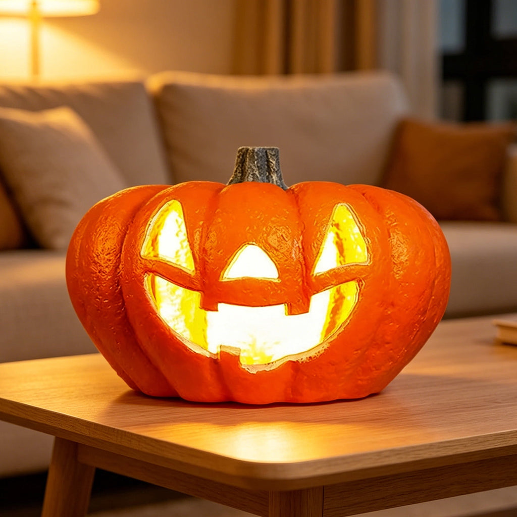 LEFXSMR Pumpkin Light, Glowing Large Plastic Pumpkin Decor with Led Lights, Waterproof Halloween Light for Yard Garden Outdoor Indoor Decor