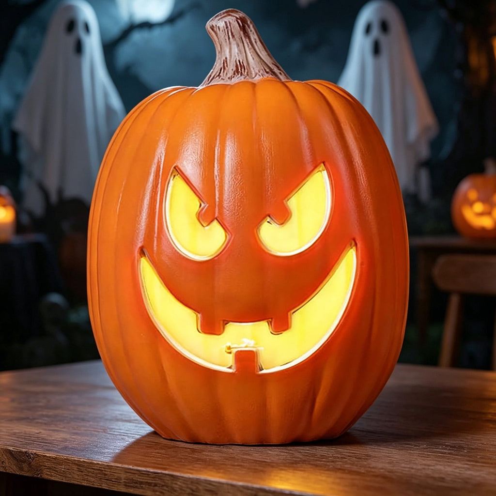 LEFXSMR Pumpkin Light, Glowing Large Plastic Pumpkin Decor with Led Lights, Waterproof Halloween Light for Yard Garden Outdoor Indoor Decor