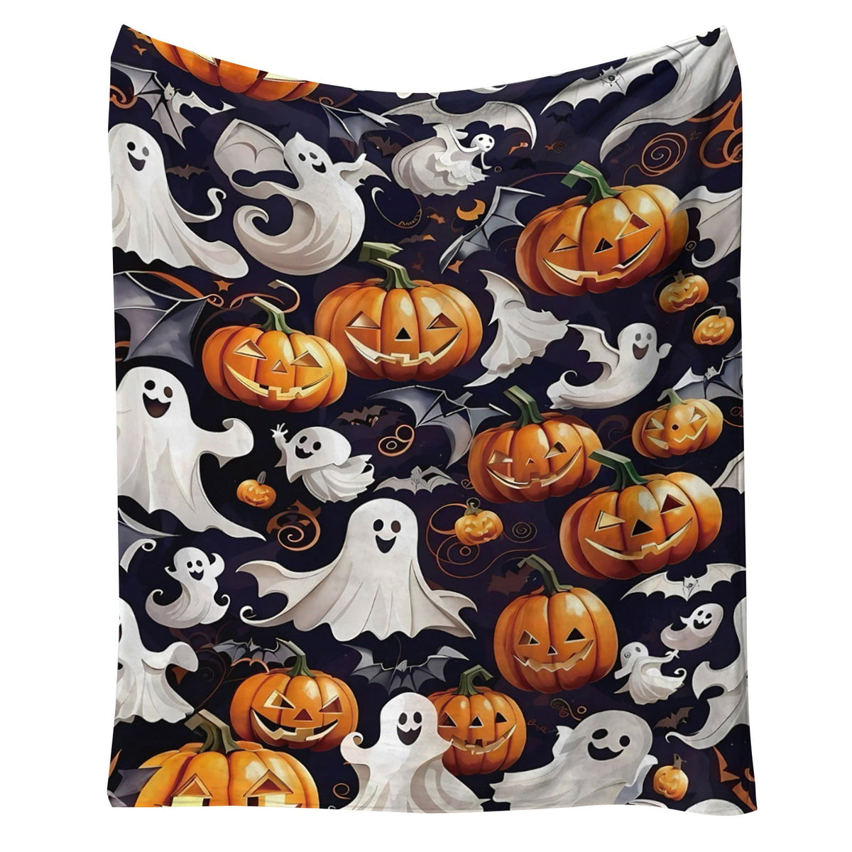 Halloween blanket,Halloween Print Throw Blanket Flannel Soft Cozy Decorative Nap Blanket with Ghost Pumpkin Skull for Office Bedroom Sofa Camping Travel(100x150cm/39x59 Inch),Black