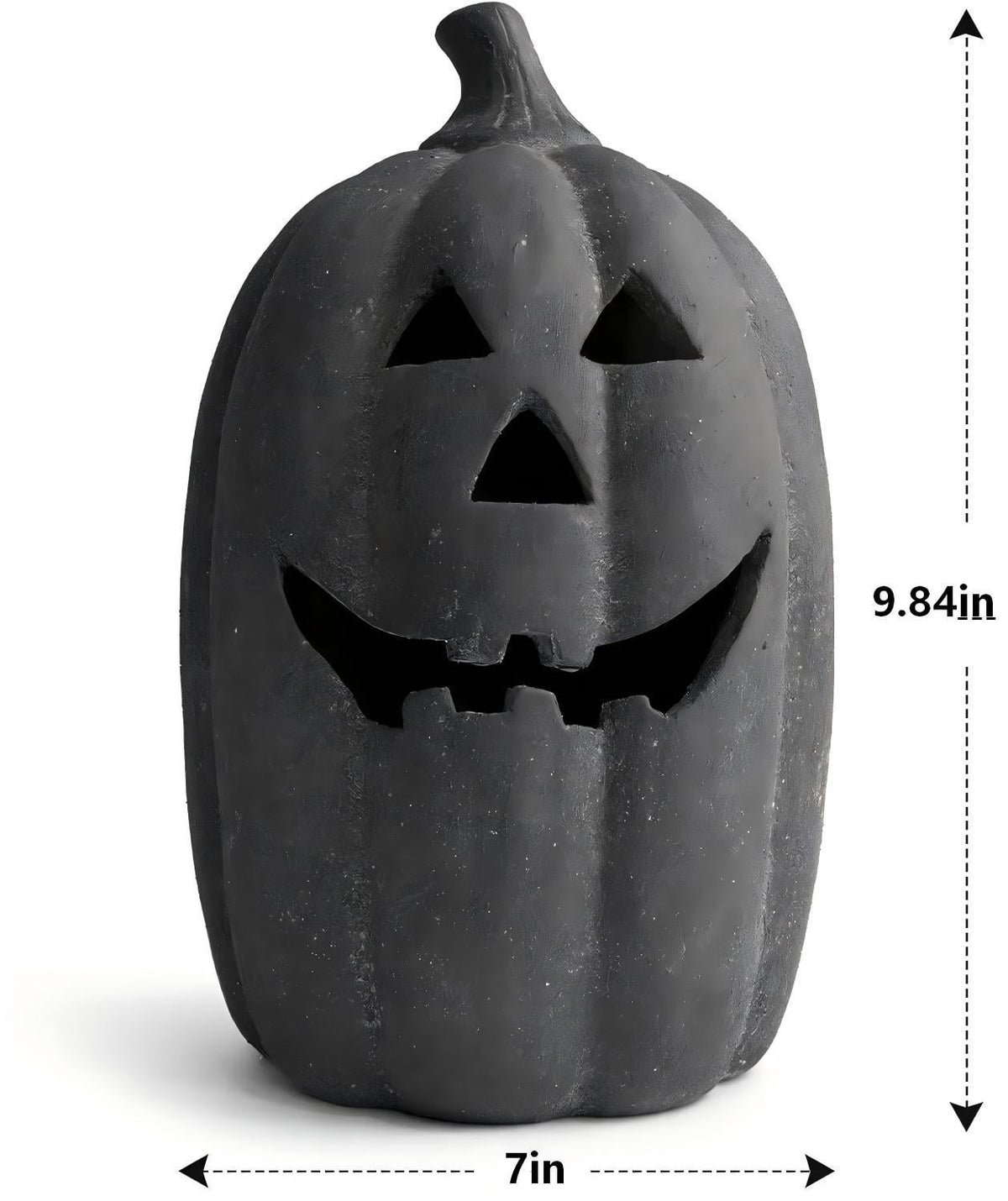 Halloween Decorations - 5.9" Black Handmade Resin Jack O Lantern Pumpkin Fall Decor, Indoor Outside Gothic Festival House Centerpiece Decoration for Table Garden Living Room Mantel