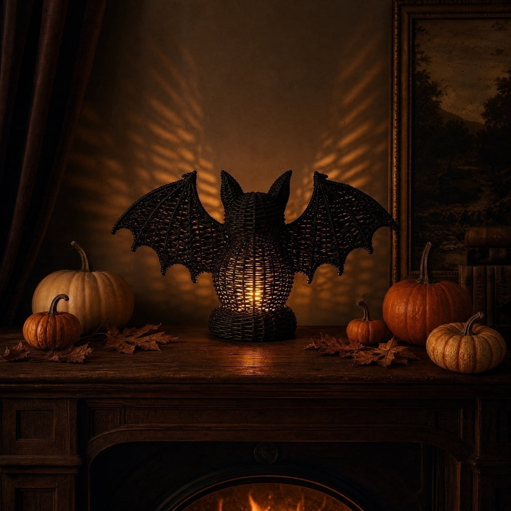 THOPBPRK 2026 Black Halloween Woven Pumpkin Jack-O'-Lantern, Halloween Decorations Pumpkin, USE LED Candle, Rattan Fall Halloween Decor for Home, 1Pack 11.8 Inch A
